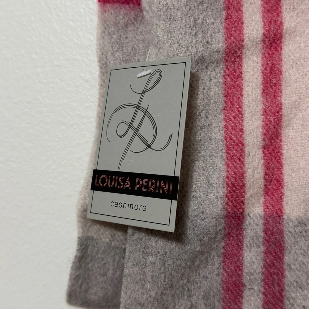 NEW Louisa Perini Cashmere Scarf NWT Pink Plaid